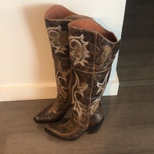 HOT Dan Post Knee High Jilted Leather Cowboy Boots 🔥🔥🔥